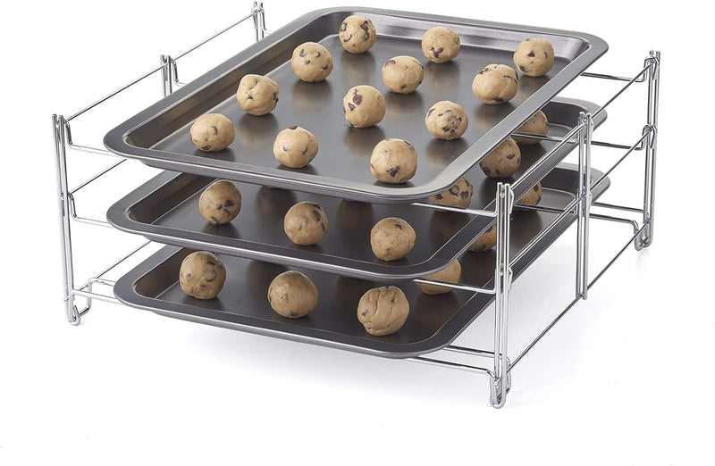 Nifty Oven Insert with Non-Stick Baking Rack and Roasting Pan Charcoal and Chrome