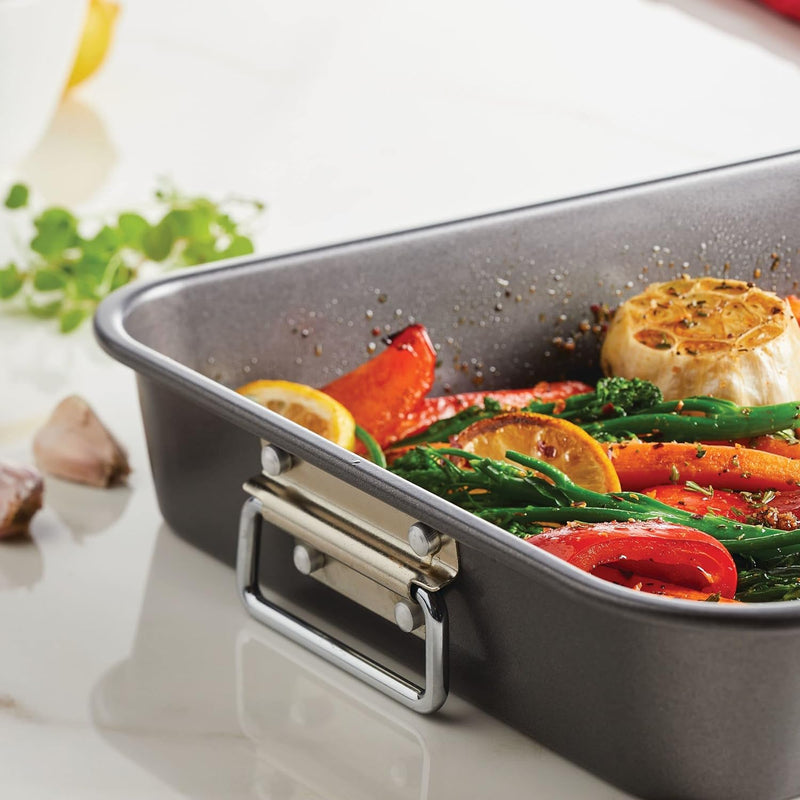 Farberware Nonstick Roaster with Rack - 11 x 15 - Gray