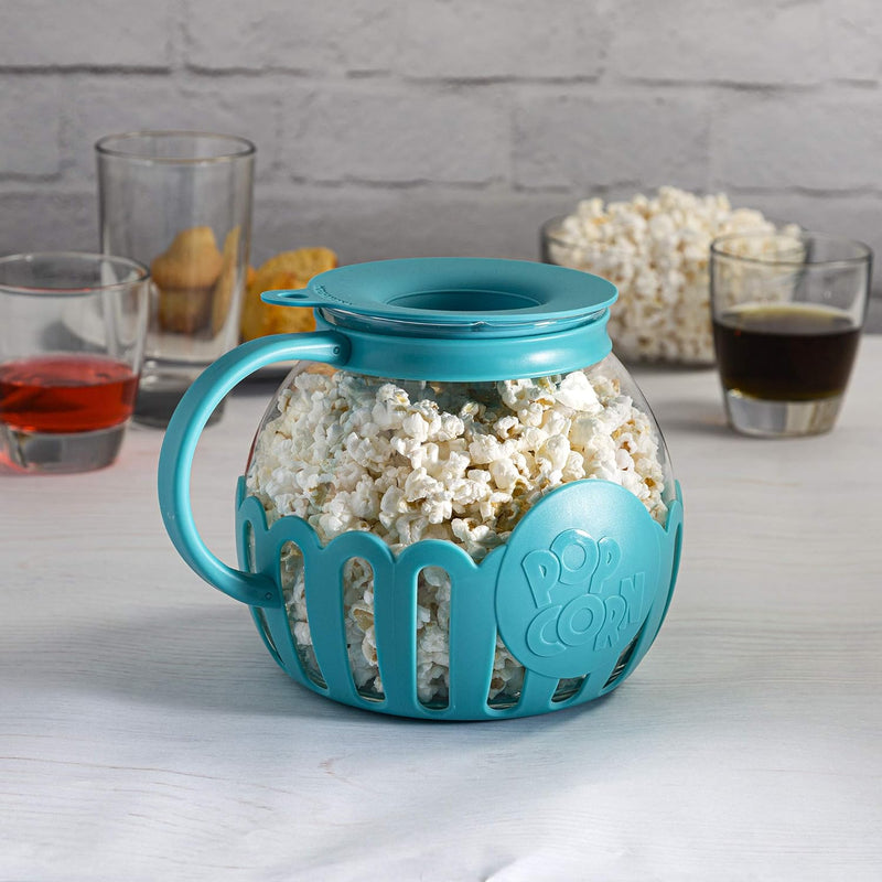 Ecolution Micro-Pop Microwave Popcorn Popper - Temperature Safe with 3-in-1 Lid BPA-Free Dishwasher Safe 15-Quart Pink