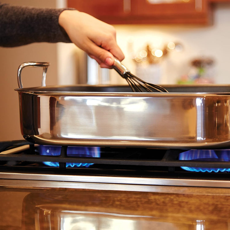 All-Clad Stainless Steel Roaster  Nonstick Rack 145x18 Oven Safe Pan - Silver