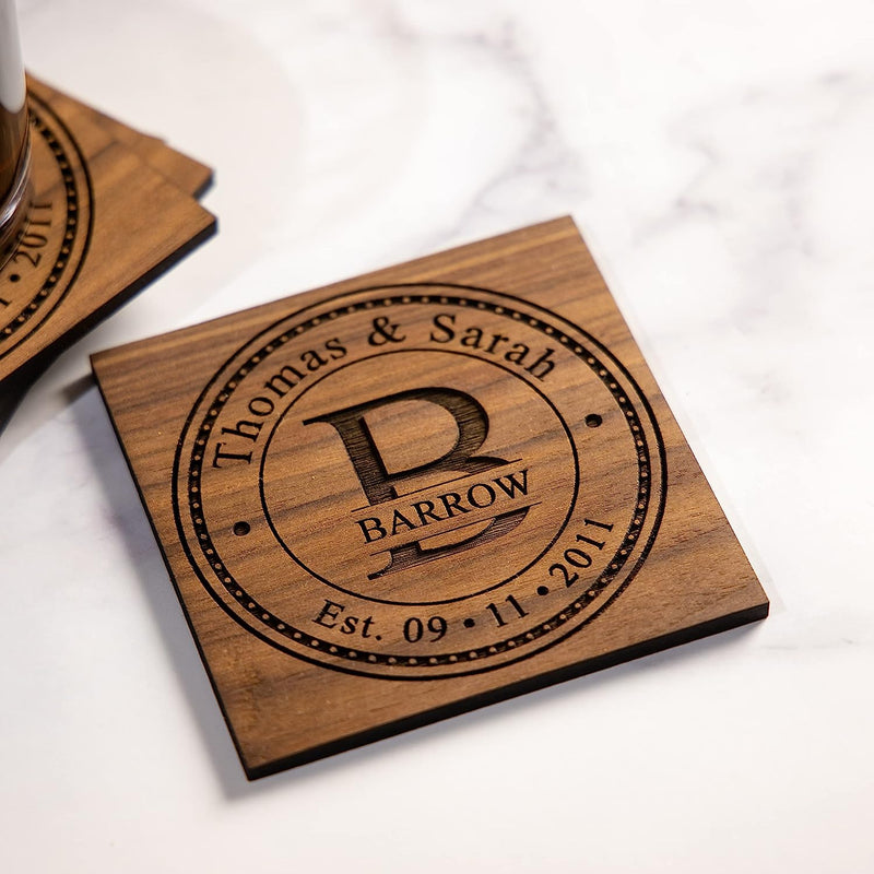 Handmade Personalized Coasters - USA Christmas Anniversary Gifts for Him