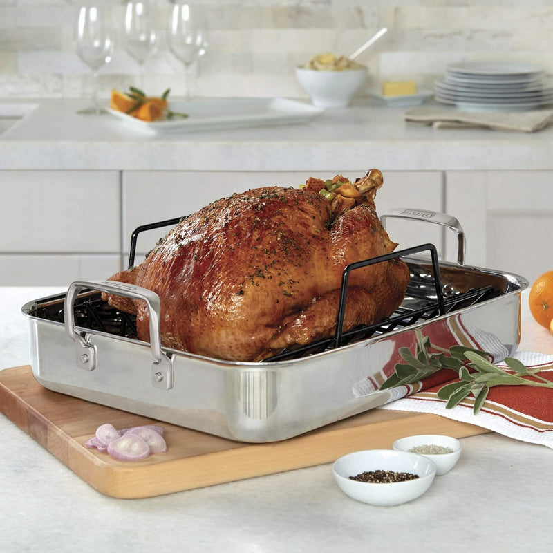 Viking 3-Ply Stainless Steel Roasting Pan with Nonstick Rack - Dishwasher and Oven Safe