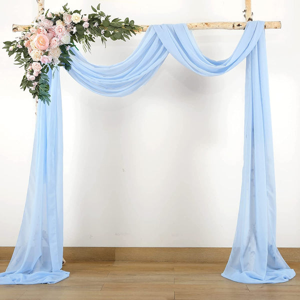 PARTISKY Wedding Arch Draping Fabric, 1 Panel 18FT Baby Blue Sheer Backdrop Curtain Chiffon Fabric Drapes Arbor Drapery Wedding Ceremony Reception Swag Decorations