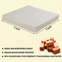 300 Pack Candy Wrappers, Chocolate and Caramel Wrappers Nonstick, Wax Paper Square Sheets,Candy Paper for Caramel,Taffy,Nougat,Treats,Lollipop
