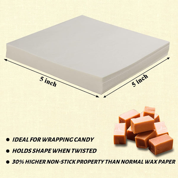 300 Pack Nonstick Candy Wrappers - Chocolate  Caramel Square Sheets