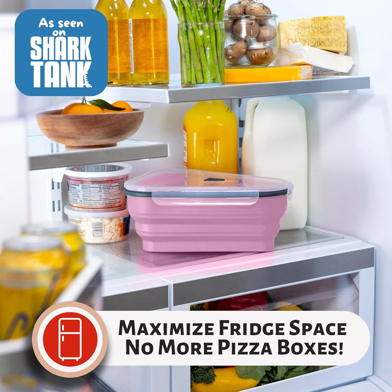 The Perfect Pizza Pack - Reusable Pizza Storage Container with 5 Microwavable Trays - BPA-Free Organizer for Space-Saving Red