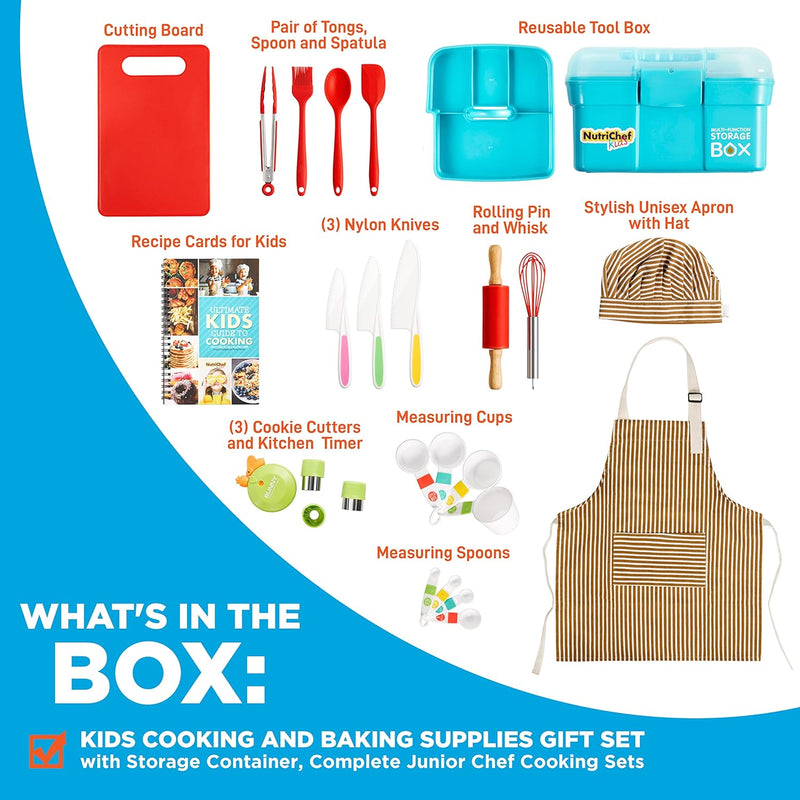 NutriChef Kids Cooking  Baking Set - Complete Set with Apron Tools  Supplies for Ages 4
