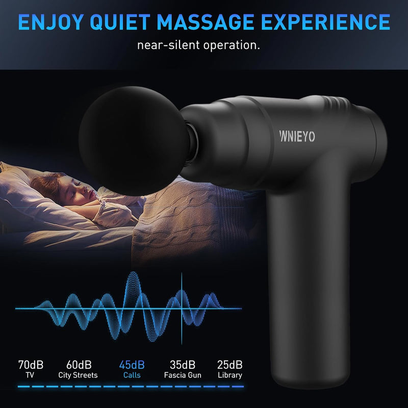 WNIEYO Deep Tissue Massage Gun,Massage Gun for Athletes, Muscle Massage Gun with Updated 4 Replacements Heads and LED Screen,6 Adjustable Speeds