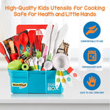 NutriChef Kids Cooking & Baking Set - Complete Cooking Set for Girls & Boys, Includes Little Chef's Apron. Kitchen Supplies, Nylon Knives, Utensils, & Baking Tools, Great Gift for Ages 4 and Up