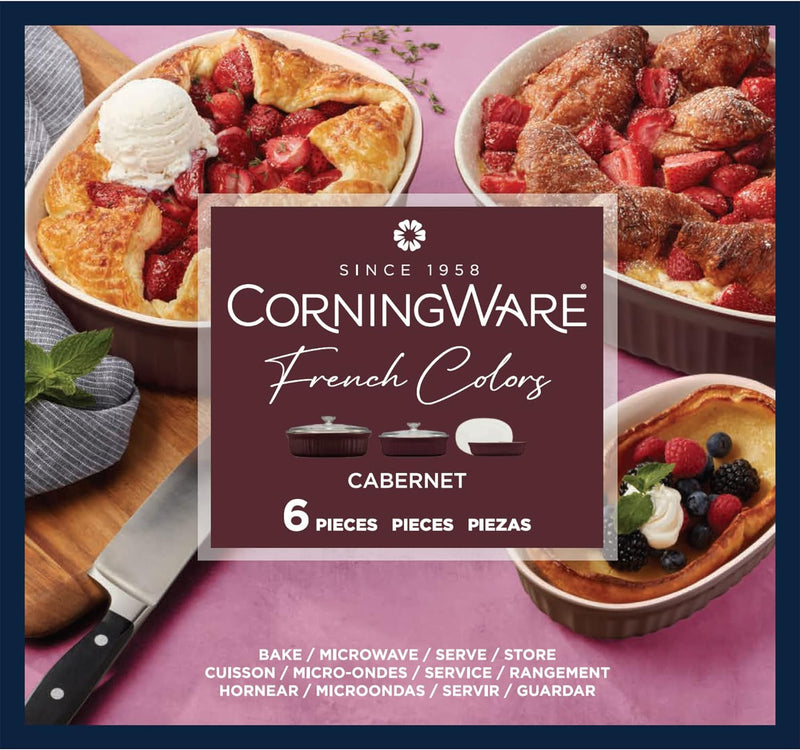 CorningWare French White 7-Pc Ceramic Bakeware Set with Lids Chip  Crack Resistant Stoneware Dish