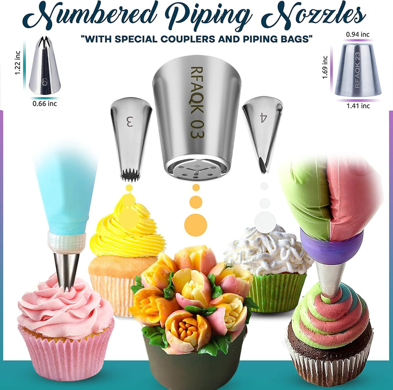 Baking Kit for Beginners - 200PCs Cake Decorating Tools with Turntable and Spatula Set