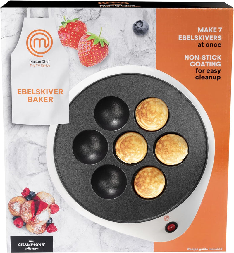 MasterChef Ebelskiver Maker - Nonstick Easy Clean Appliance for Takoyaki Donut Holes Cake Pops  More