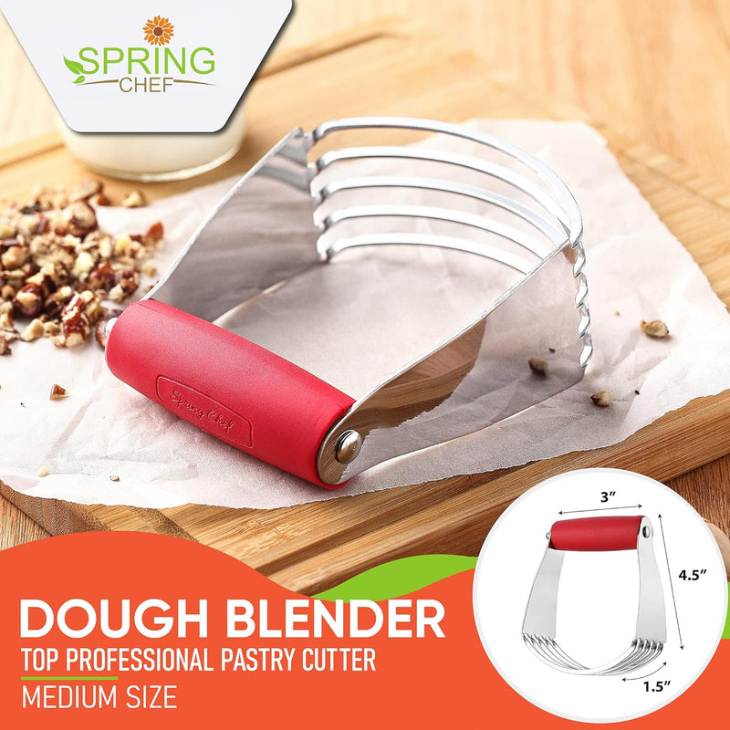 Spring Chef Dough Blender Top Professional Pastry Cutter with Heavy Duty Stainless Steel Blades - Medium Size Black