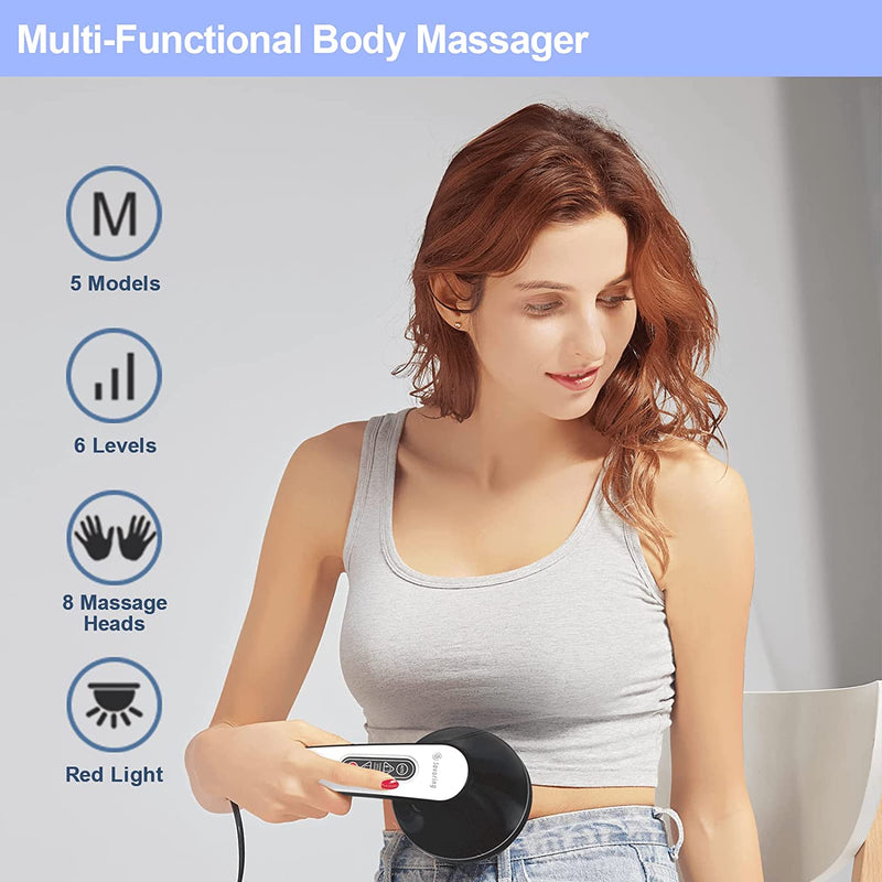 Cellulite Massager with 8 Interchangeable Heads, Body Sculpting Machine for Lymphatic Drainage and Vibrating Fat Cellulite Remover, Portable and Easy to Use for Men and Women at Home