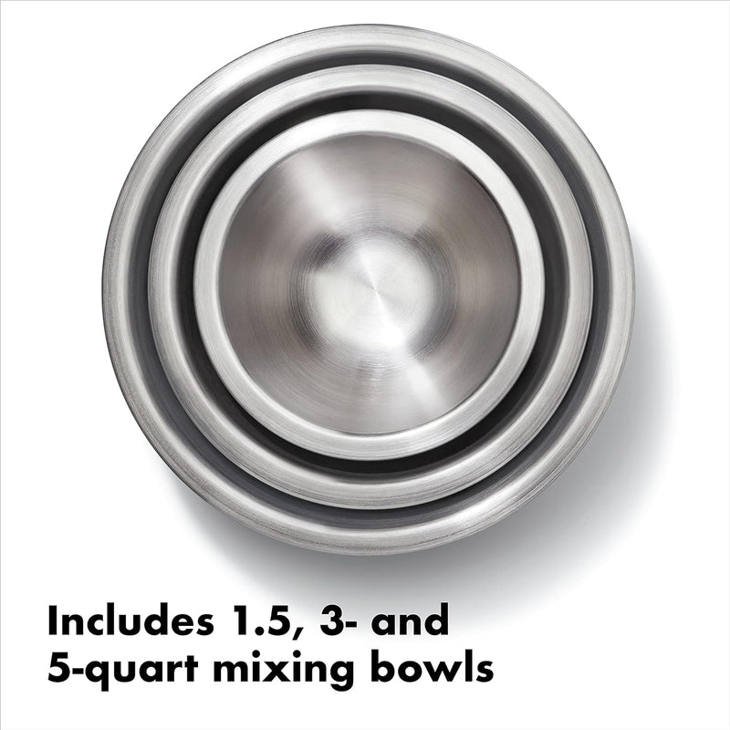 OXO Good Grips 3-Piece Mixing Bowl Set - Stainless-Steel - White