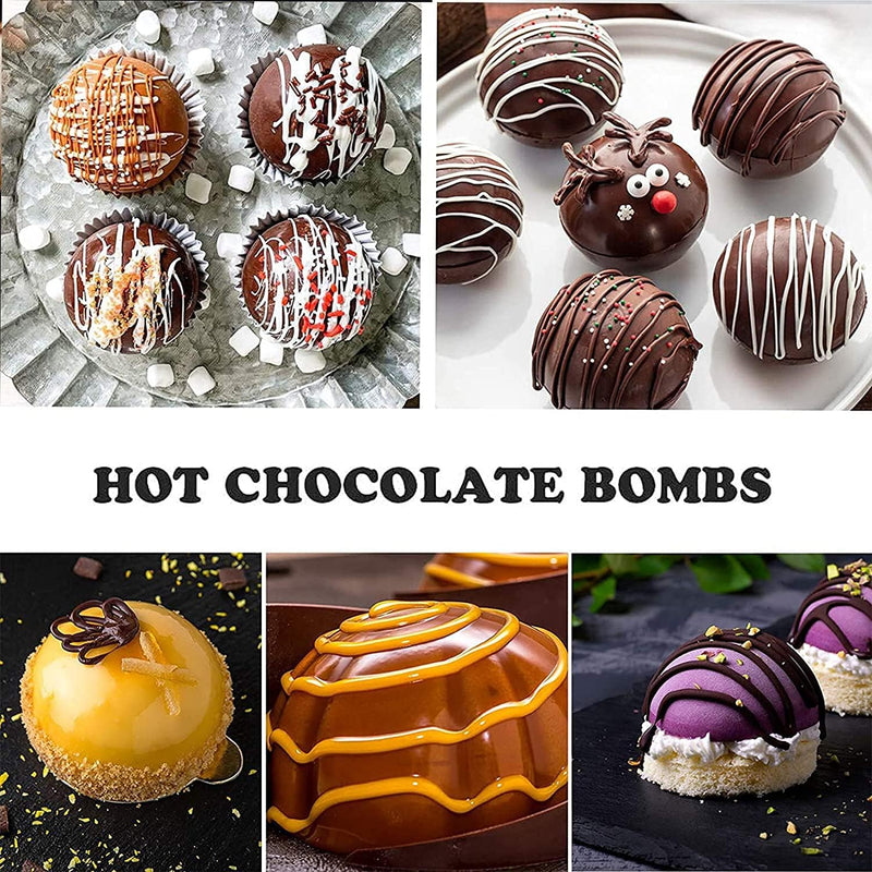 Hot Cocoa Bomb Molds - 6 Pack Silicone Semi Sphere for Chocolate Bombs Cakes Jello Mousse Purple