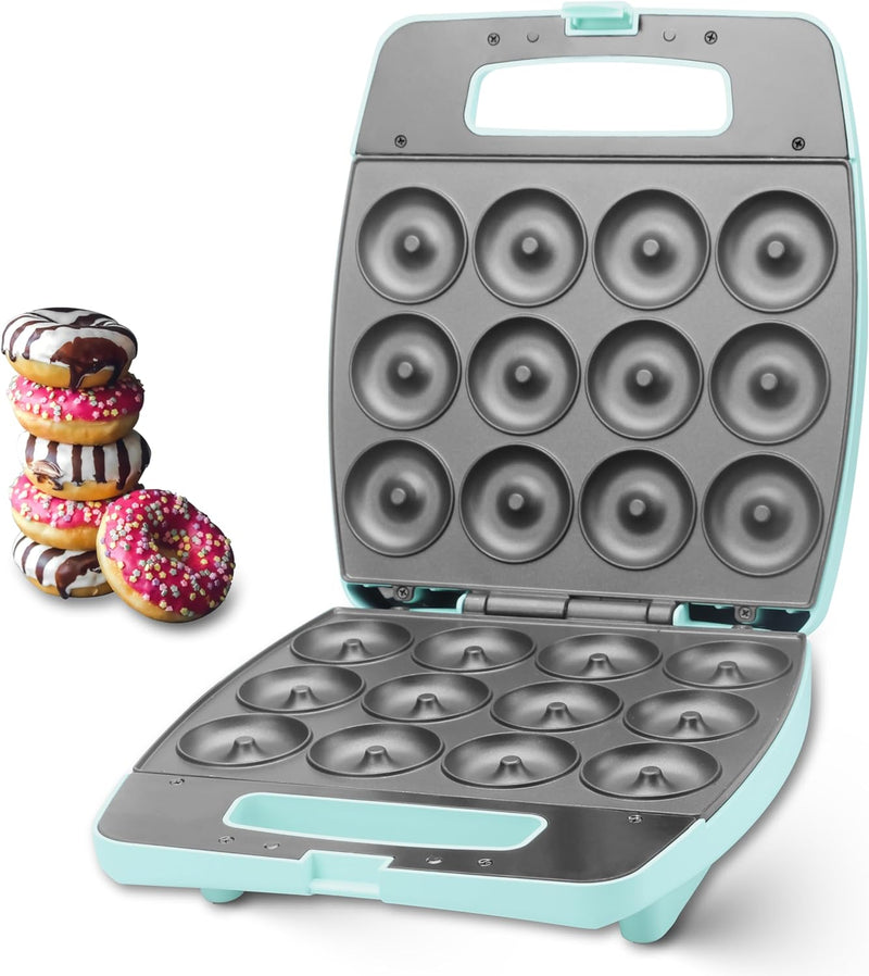 Mini Donut Maker Machine - Bake 12 Doughnuts Perfect for Breakfast Snacks Desserts