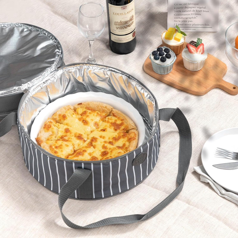 Fun Elements Pie Carrier for Hot or Cold Food - Insulated 125 with Lid and Handle - Grey