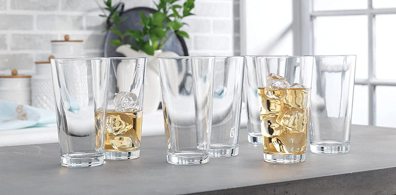 Home Essentials Drinking Glasses Set Of 10 Highball Glass Cups 16 Oz. Basic Water Glasses, Beer, Juice, Cocktails, Wine, Iced Tea, Bar Glasses. Dishwasher Safe.