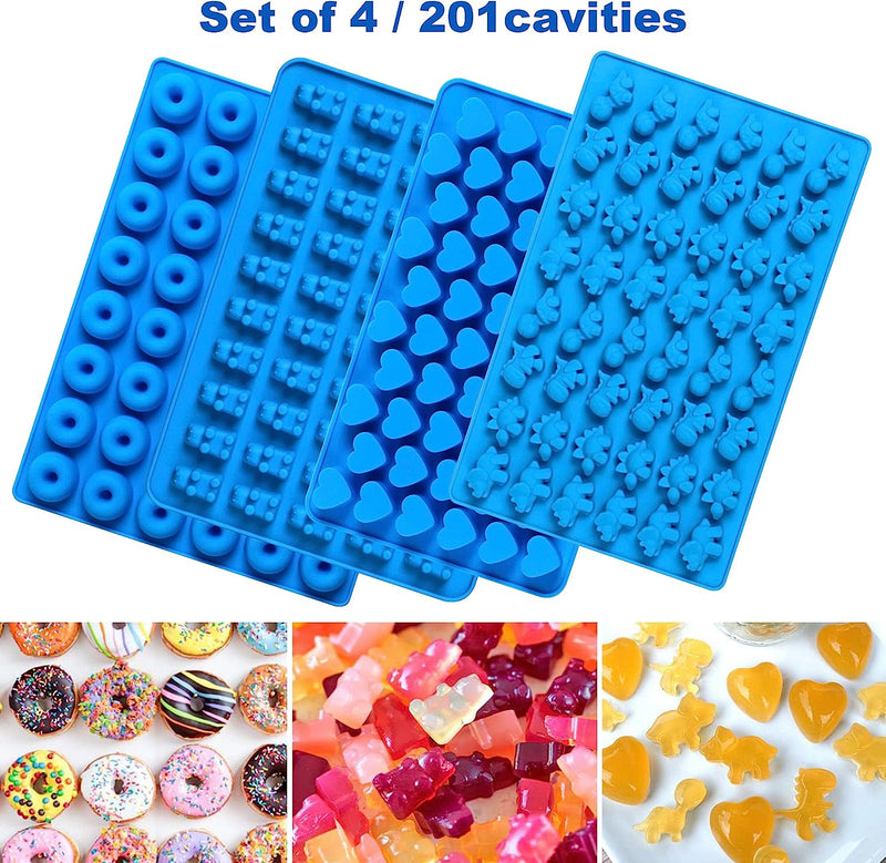 Silicone Gummy Candy Molds - 4 Shapes with Droppers