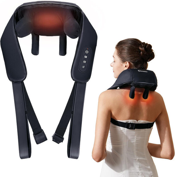 Neck Massager with Heat, Cordless 4D Deep Tissue Kneading Massage, Shiatsu Neck and Shoulder Massage Pillow for Neck, Traps, Back and Leg Pain Relief, Gifts for Men Women