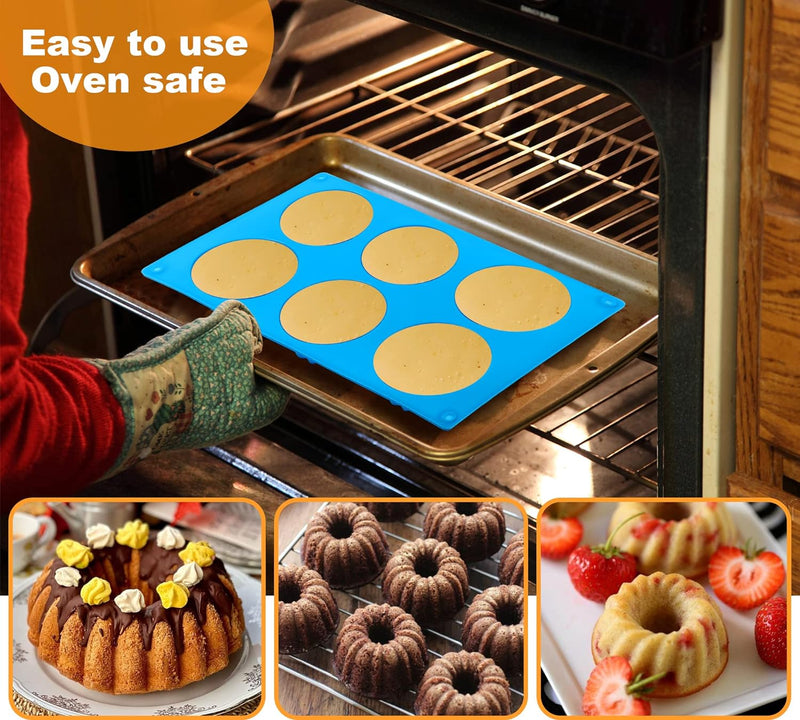 3PCS Mini Bundt Cake Pan Non-Stick Silicone Mold for Fluted Tube Cakes