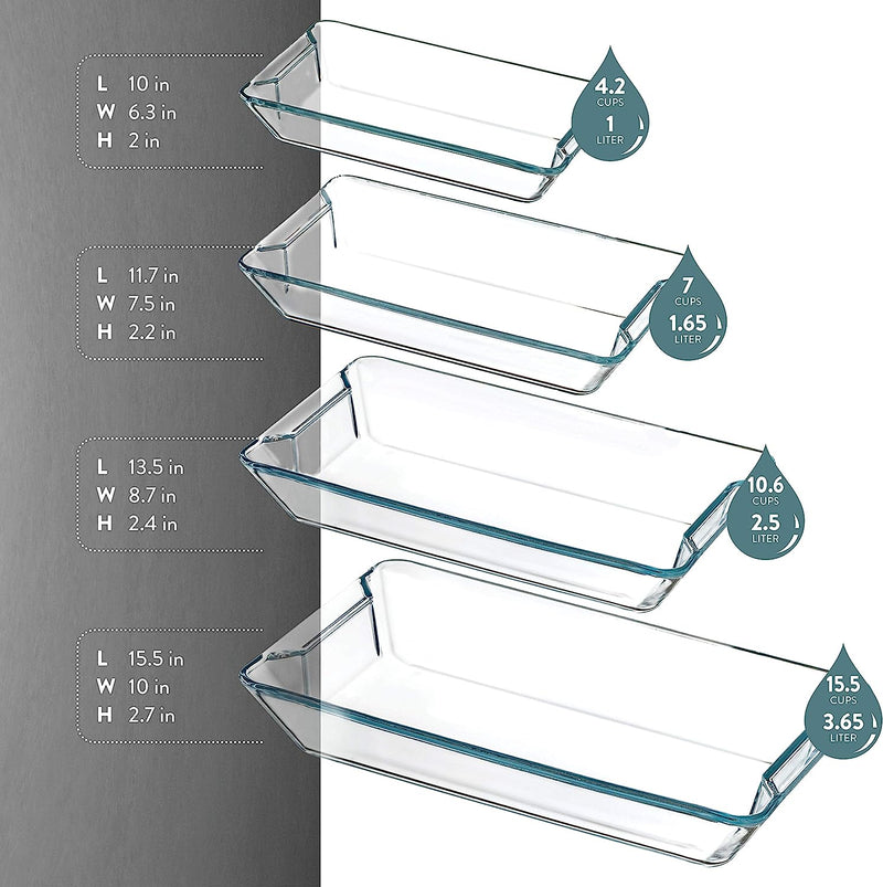 4-Piece Modern Glass Casserole Dish Set