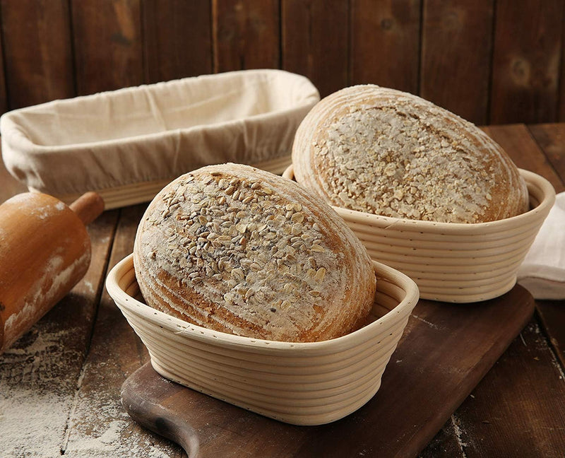 9-Inch Banneton Bread Proofing Basket with Lame and Scraper - Sourdough Baking Supplies