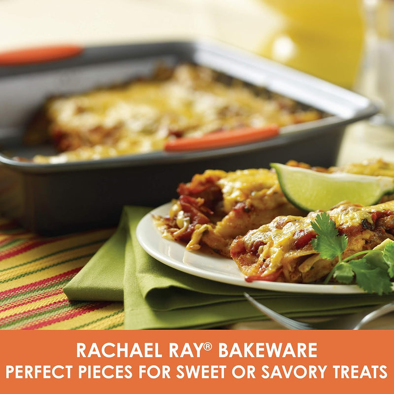 Rachael Ray Nonstick 5-Piece Bakeware Set with Grips - GrayOrange