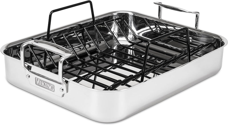 Viking 3-Ply Stainless Steel Roasting Pan with Nonstick Rack - Dishwasher and Oven Safe