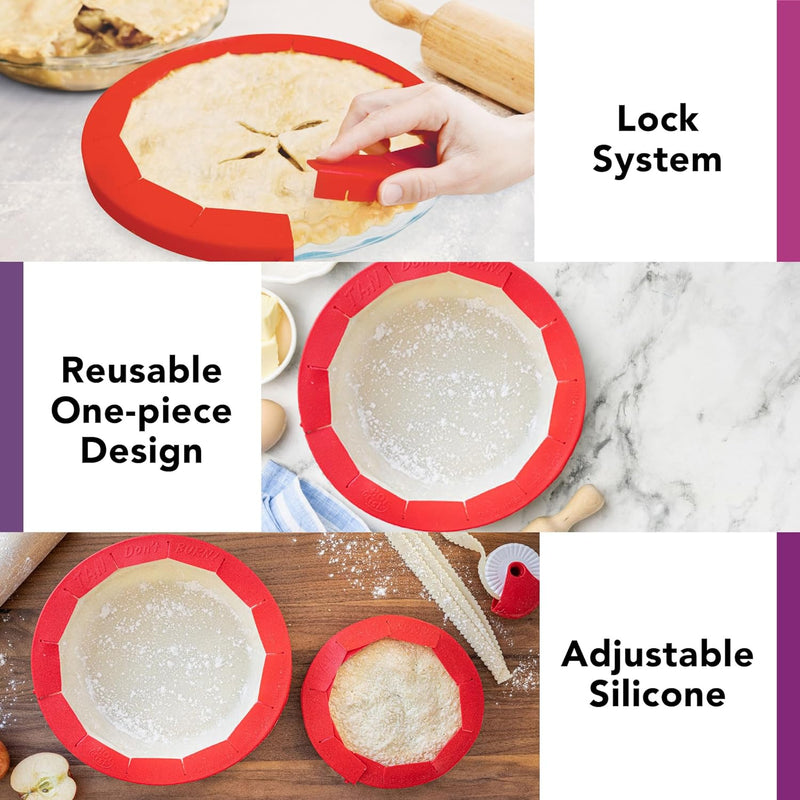 Talisman Designs Baking Pie Crust Shield Protector Cover for Edges of Pie - 8-inch to 11.5-inch Adjustable Silicone Baking Accessory for Making the Perfect Pie | Set of 1