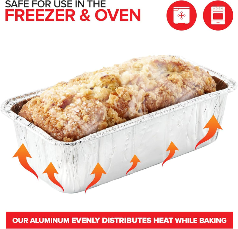 Aluminum Foil Mini Loaf Pans - 50 Pack 2 lb Disposable Baking Tins Ideal for Cakes Breads and Meat