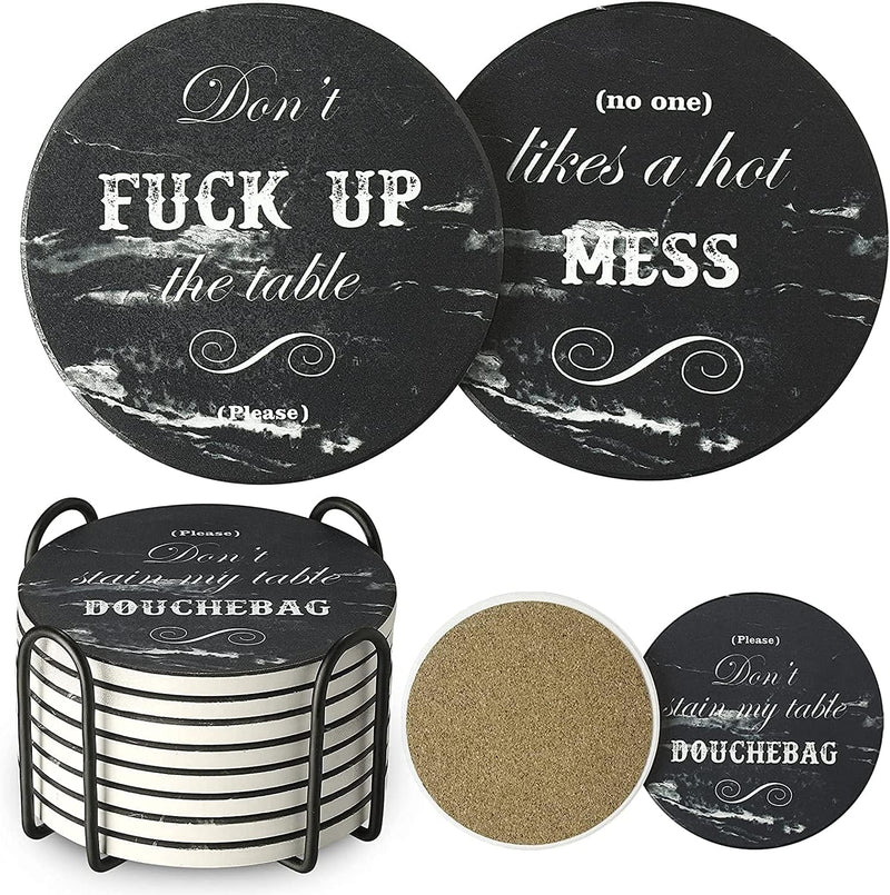 Marble Style Coaster Set - Funny Elephant Gifts for Adults Set of 8