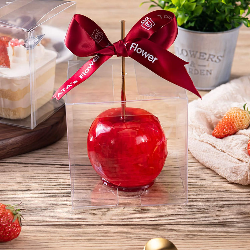 Candy Apple Boxes 20-Pack - Clear Food-Grade Favor Boxes for Treats 4x 4x 4