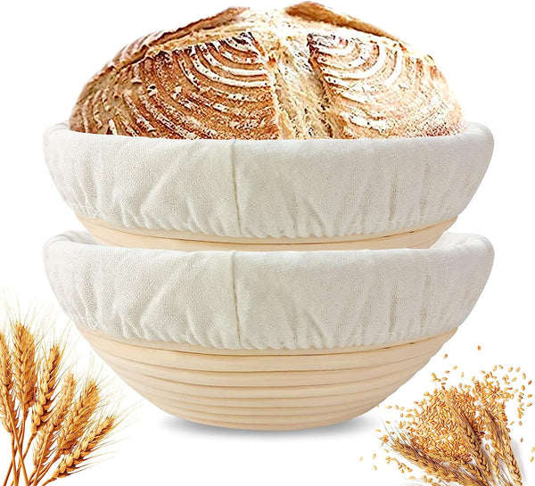 Sourdough Bread Banneton Proofing Basket Set - 9 Round for Artisan Baking