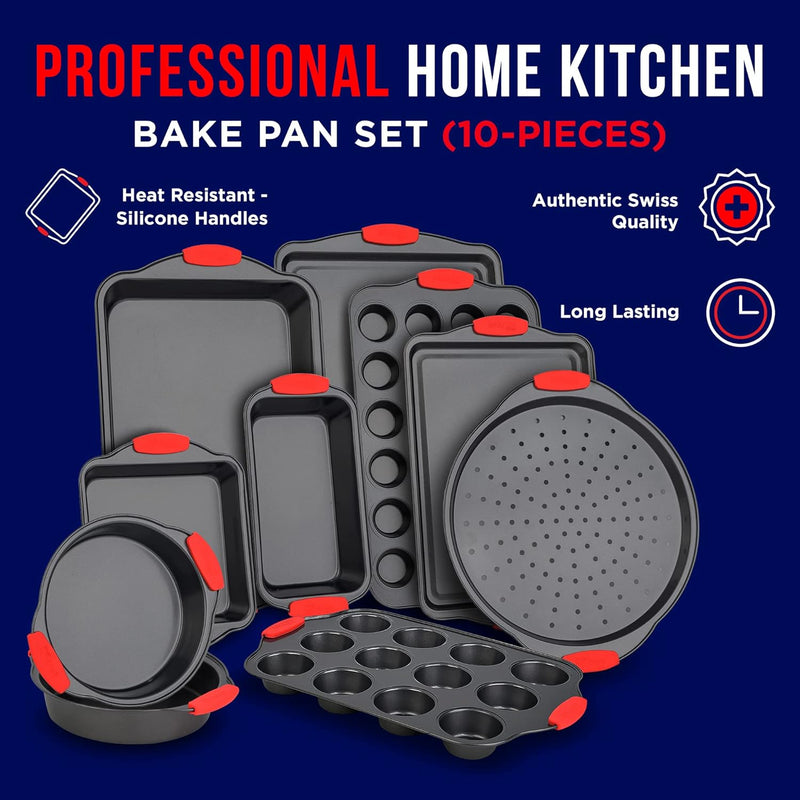 10-Piece Non-Stick Bakeware Set with Silicone Handles - by Bakken