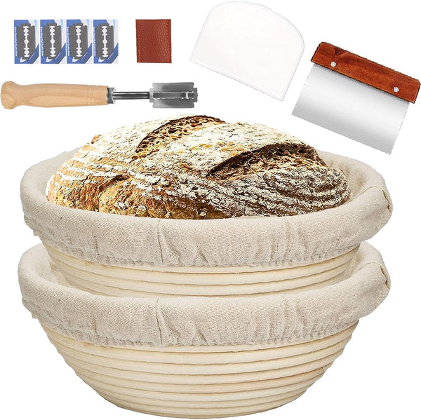 Bread Banneton Proofing Basket Set - 9 Inch with Tools for Sourdough and Artisan Breads