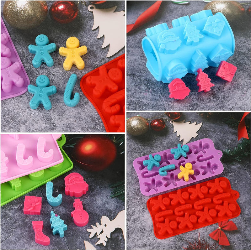 Christmas Silicone Molds - 6Pcs Baking  Candy Molds for Cake Toppers and Decorations