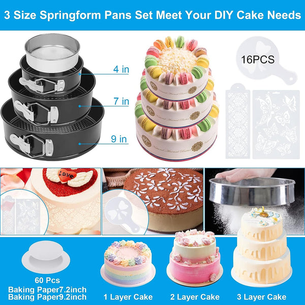 594-Piece Cake Decorating Kit with Springform Pans Turntable and More