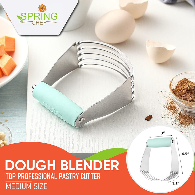 Spring Chef Dough Blender Top Professional Pastry Cutter with Heavy Duty Stainless Steel Blades - Medium Size Black