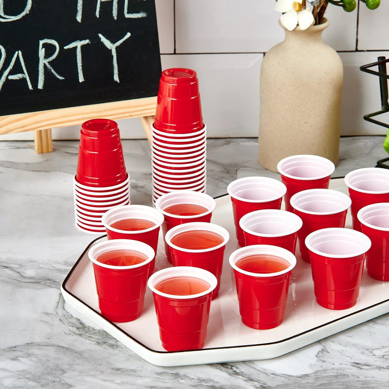 Lilymicky 300 PACK 2 oz Plastic Shot Glasses, Red Disposable Shot Cups, Mini Red Shot Cups, 2 oz Party Cups for Christmas Party