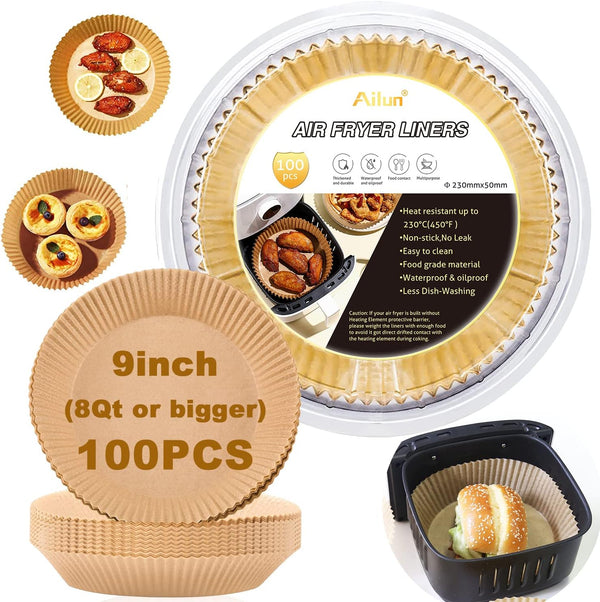Air Fryer Paper Liners - Non-Stick Disposable Parchment Paper for 5-8 QT Fryers 8 100 PCS