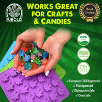 PJ BOLD Marijuana Weed Leaf Gummy Molds Silicone Candy Mold Kit - 3 Pack