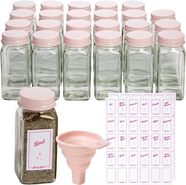 Paris Hilton 25-Piece Spice Jar Set with Labels and Shaker Caps Pink