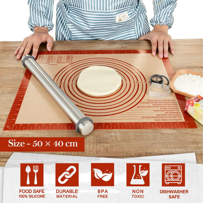 Extra Large Nonstick Silicone Pastry Mat - 28 x 20 with Measurements by Folksy Super Kitchen