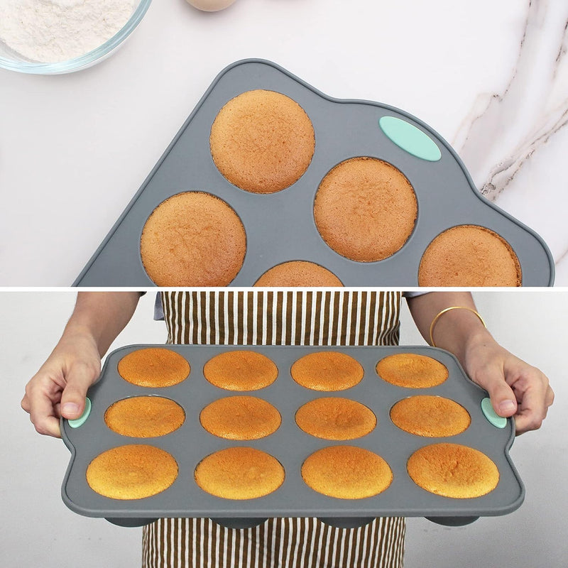 8-in-1 Silicone Baking Set - 6 Molds 2 Mats Cookie Sheet Cake Pan - Navy Blue