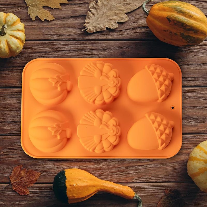 3-Pack Turkey Pumpkin Cake Molds - Silicone Baking Set for Thanksgiving  Halloween Desserts