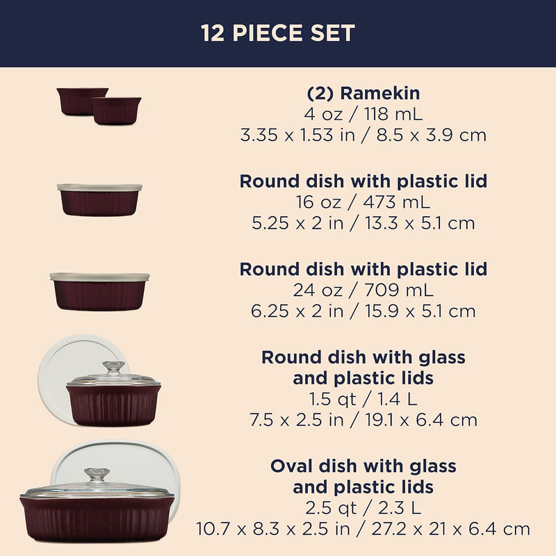 CorningWare French White 7-Pc Ceramic Bakeware Set with Lids Chip  Crack Resistant Stoneware Dish