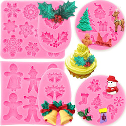 Christmas Fondant Molds Set - 6Pcs Silicone Candy Molds for Cake Decoration