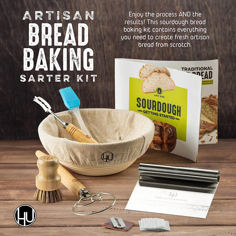 Sourdough Starter Kit - Banneton Bread Proofing Set with Tools  Accessories